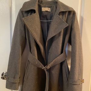 Michael Kors Gray Wool Women’s Belted Coat Size 2